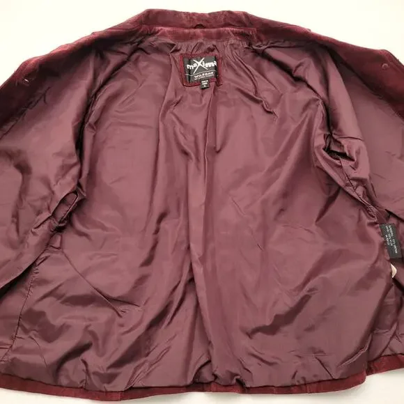 Wilsons Leather Maxima Jacket Women's XL Maroon Suede Lined Vintage 90s Y2K - Picture 3 of 16